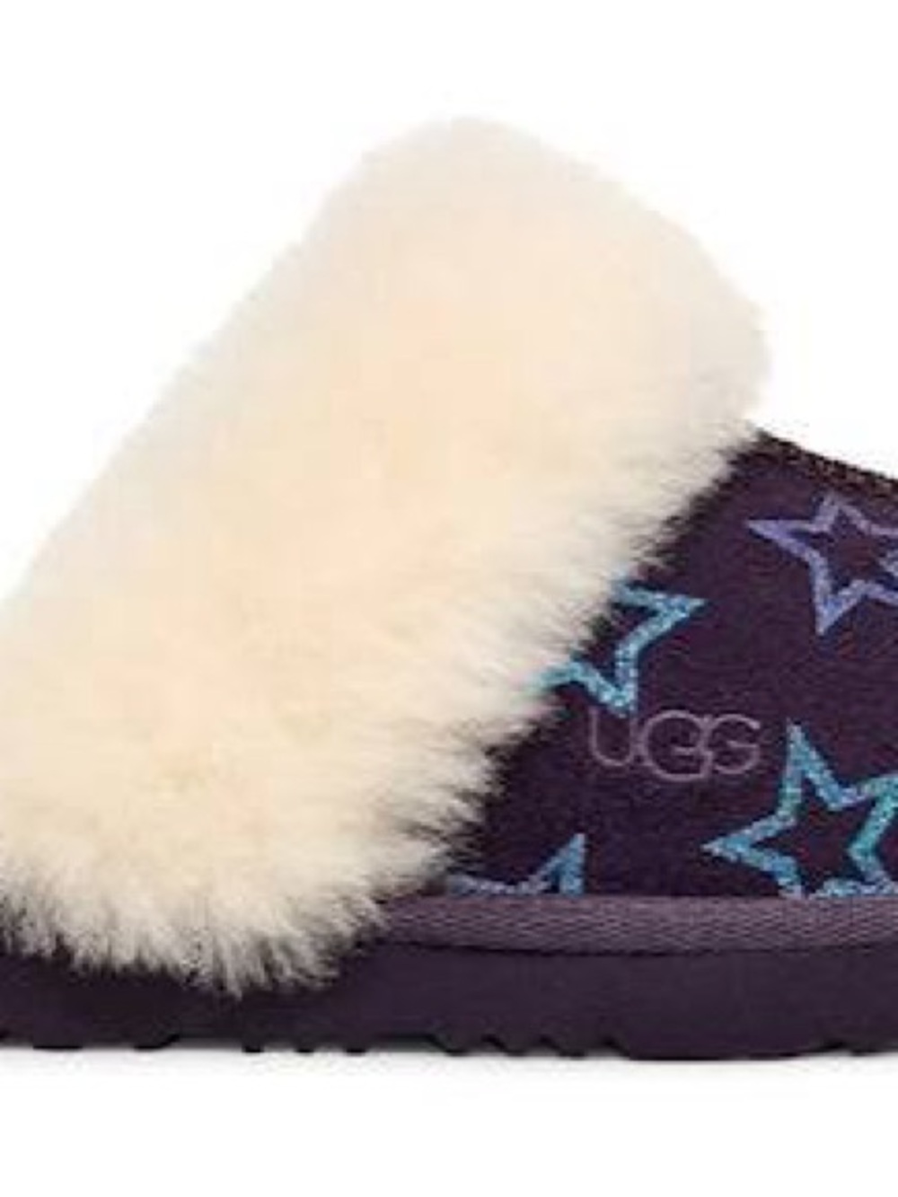UGG Kids Nightshade Purple Iridescent Star Slip-On Slippers Unique NIB